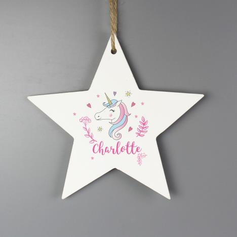 Personalised Unicorn Wooden Star Decoration Extra Image 1